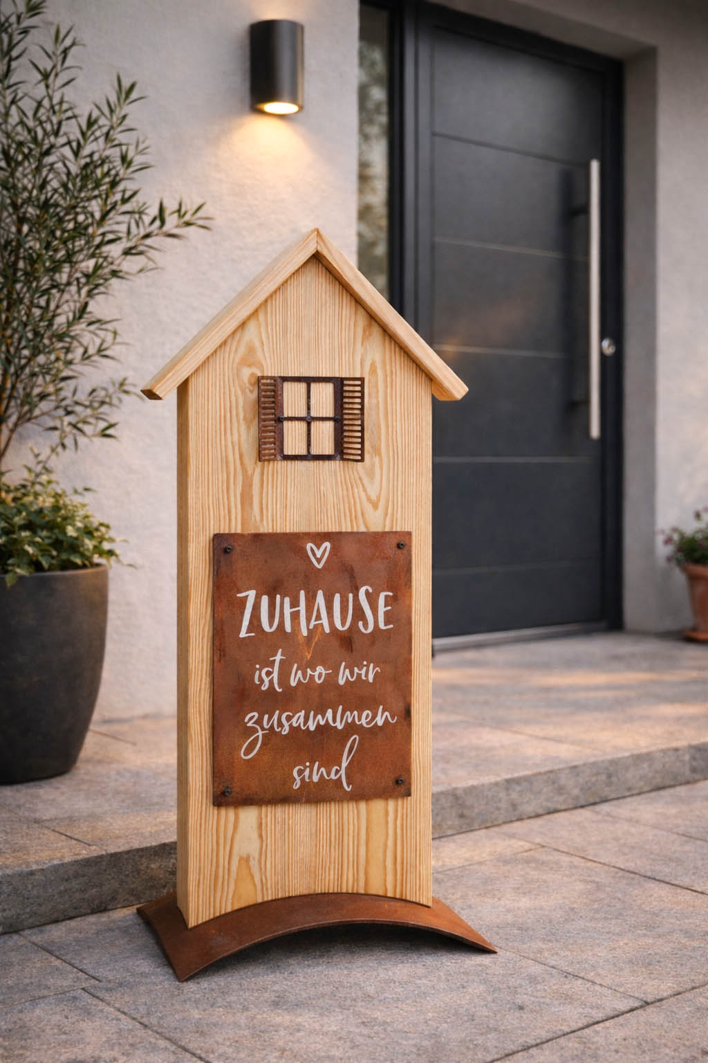 Lärchenständer -Zuhause- inkl. Beschriftung