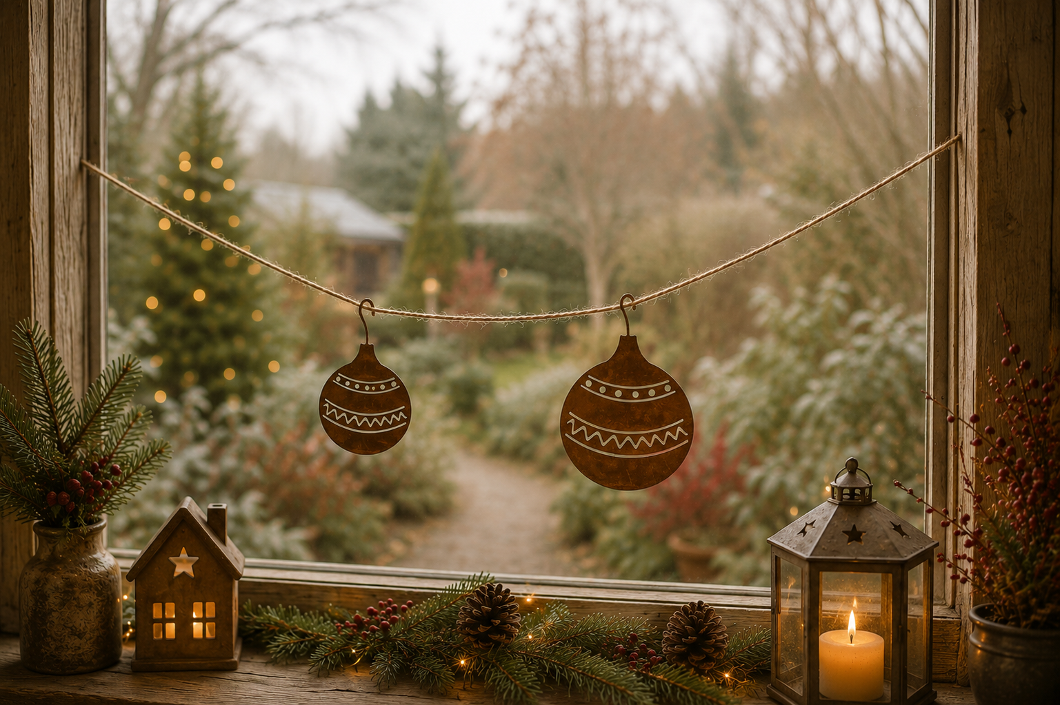 2 tlg. Christbaumkugelkette -ungefädelt-