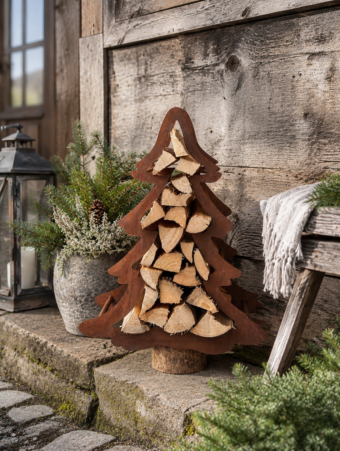 Baum Holzregal -700- mit Baumstamm