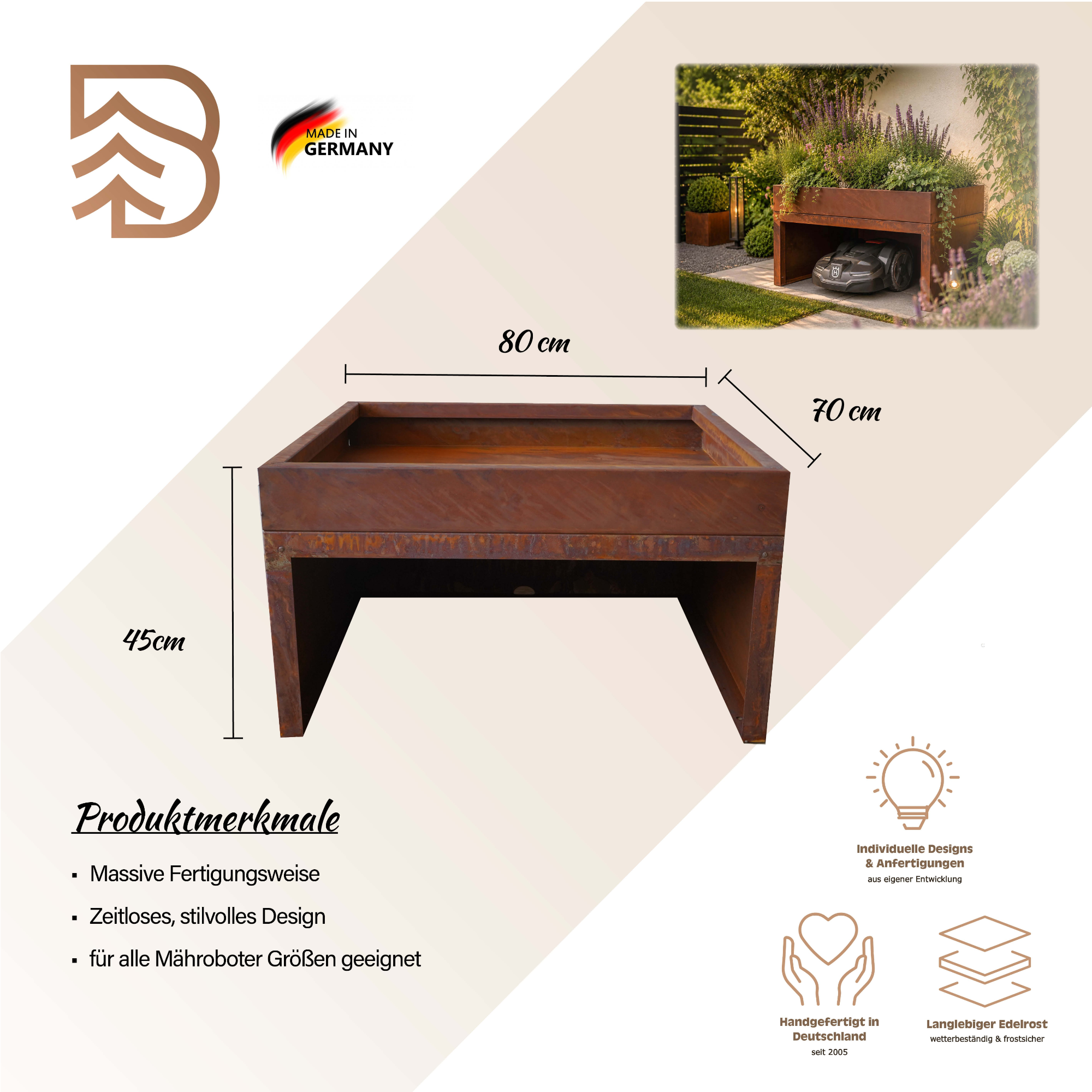 Mährobotergarage mit Pflanzwanne – Bild 2