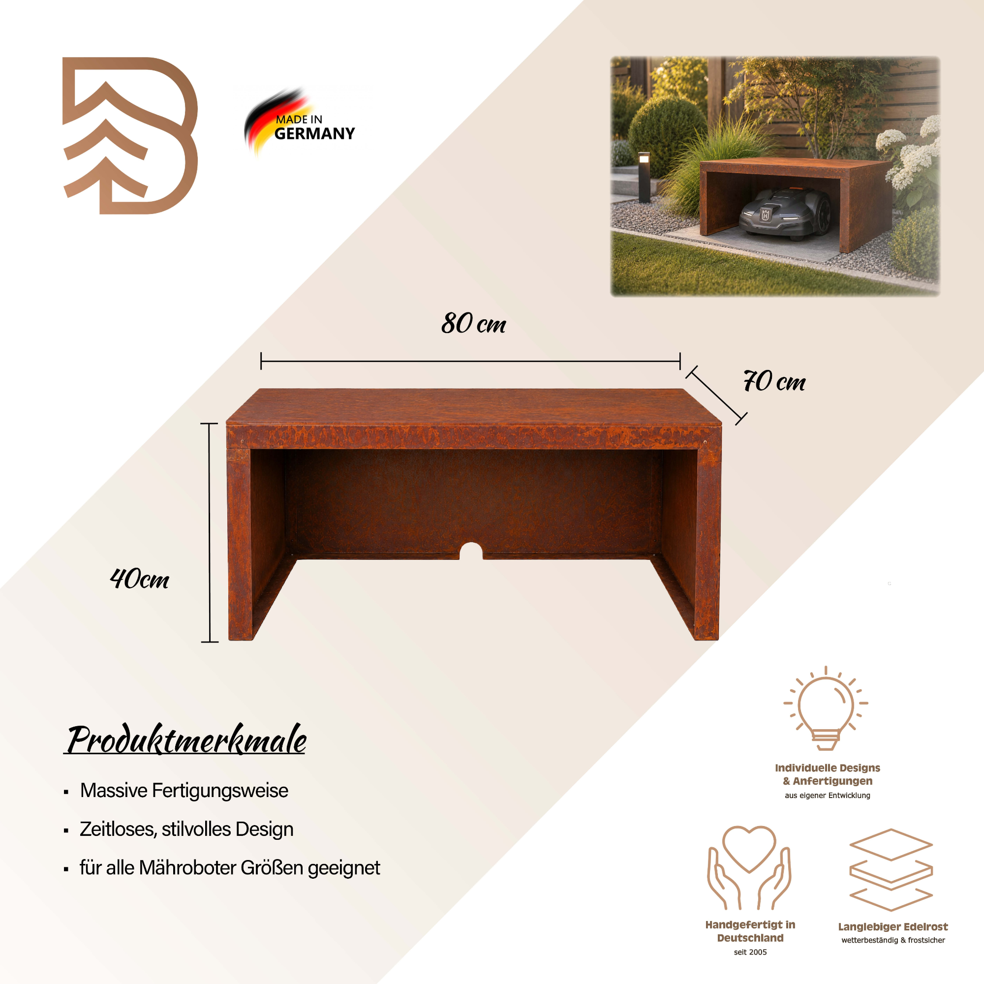 Mährobotergarage mit Metallabdeckung – Bild 2