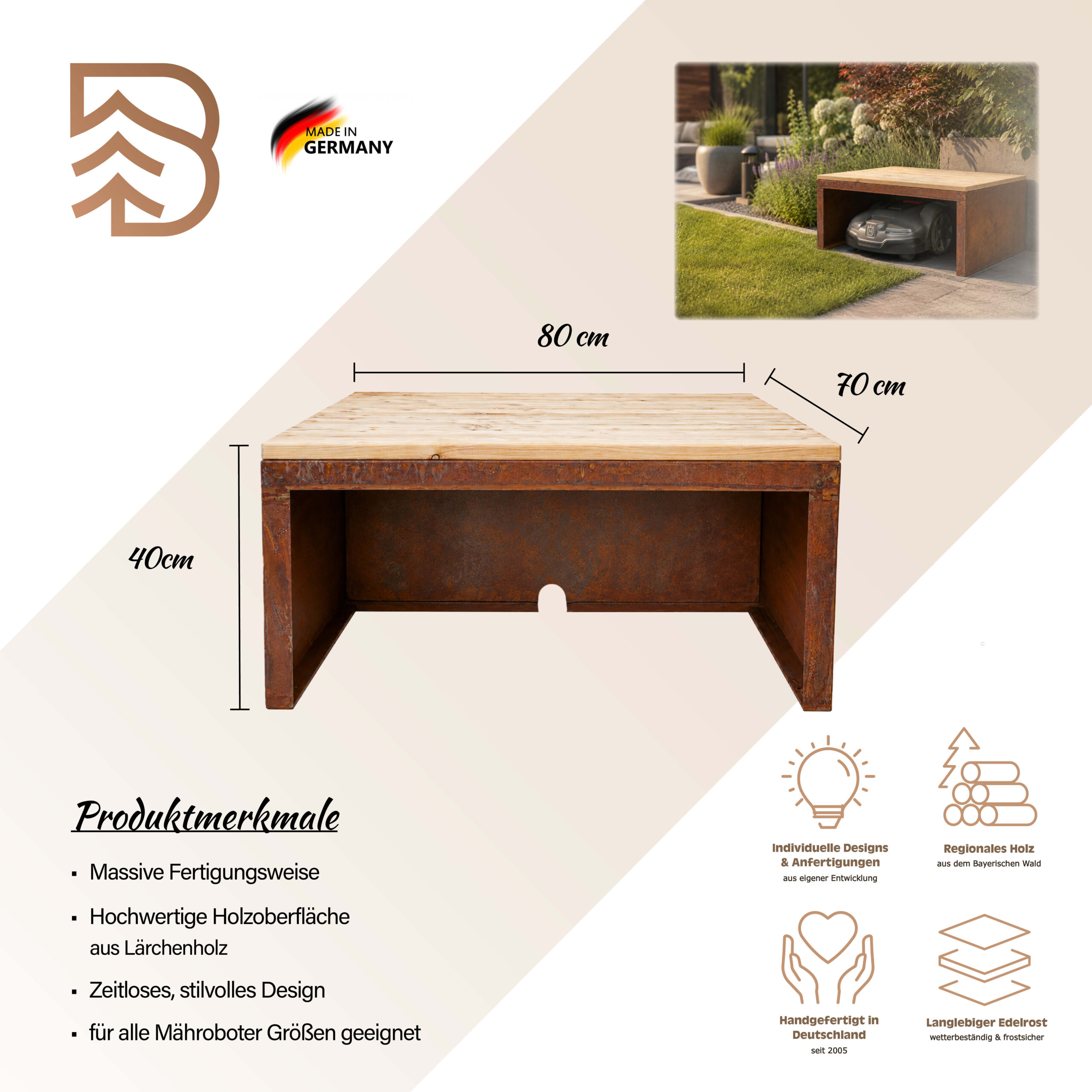 Mährobotergarage mit Holzabdeckung – Bild 2