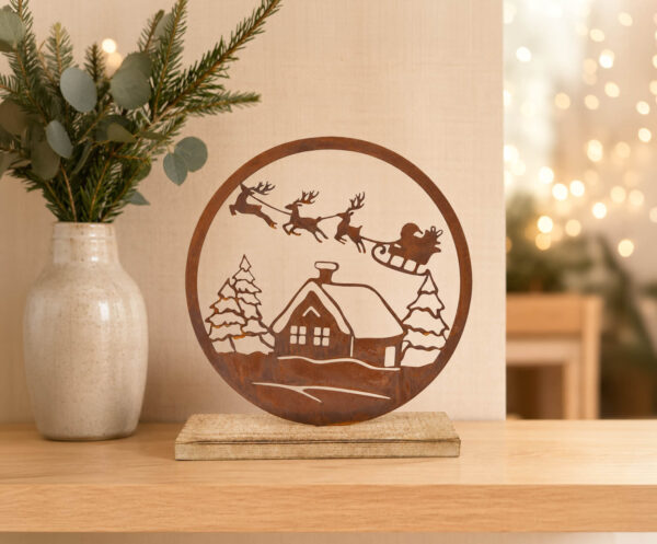 Weihnachtslandschaft auf Fichtenholz