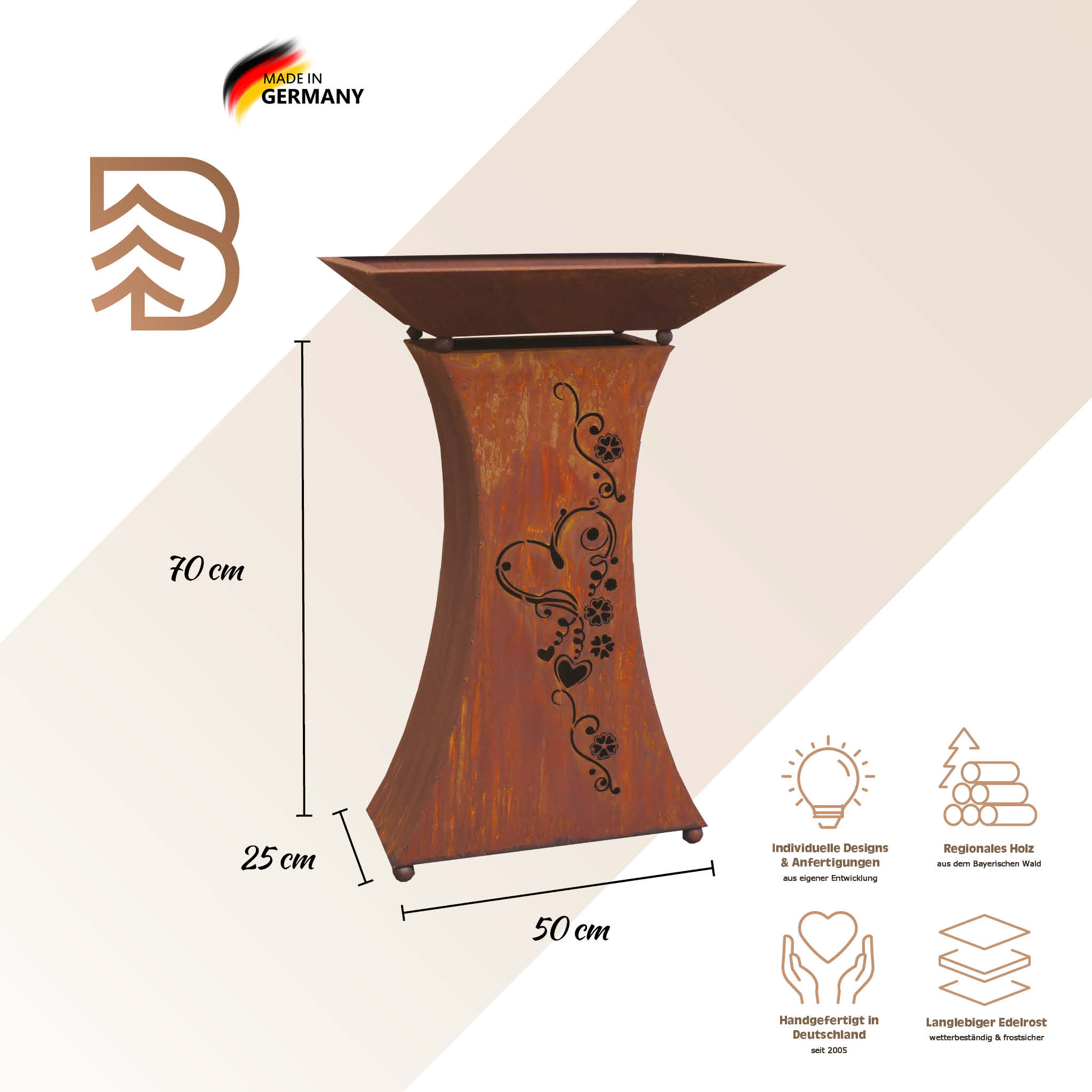 Säule -Herz mit Ranke- klein – Bild 3