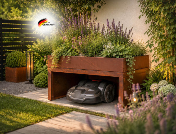Mährobotergarage mit Pflanzwanne